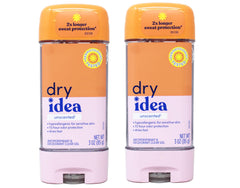 Dry Idea Advanced Dry Unscented bottle showcases discreet, long-lasting protection for daily wear.
