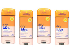 Dry Idea clear gel anti-perspirant four-tube packaging for convenient use
