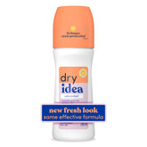 Dry Idea unscented roll-on bottle showing skin-friendly protection for daily wear