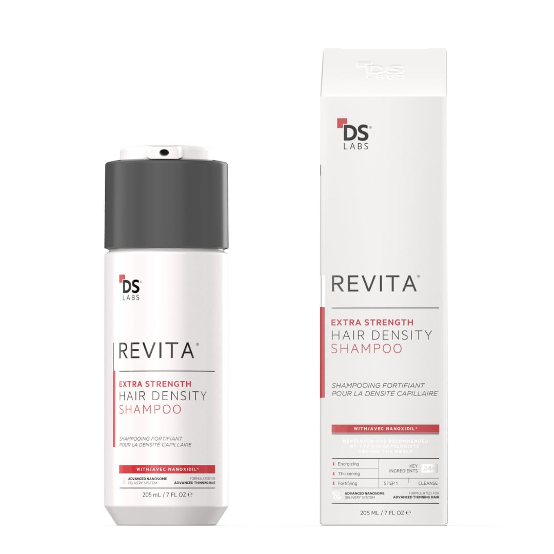 DS Labs Revita bottle ready for daily use and fuller-looking hair