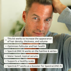 DS Laboratories Spectral Men applying serum on scalp, simple routine for fuller-looking hair
