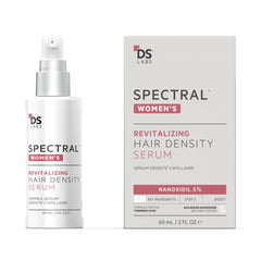 DS Laboratories Spectral Women’s Hair Density Serum bottle on a clean surface, lightweight formula for fuller hair.