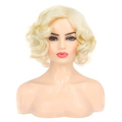 Dsimeig short blonde wig with a 22.5-inch soft stretch cap for secure fit.