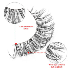 DSLONG natural look lashes with a clear band blending invisibly with lashes.