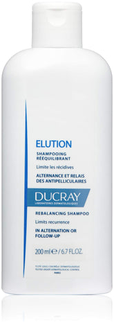 Ducray Elution bottle front, gentle balance for scalp comfort.