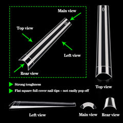 Dudjndjd extra long flat coffin nail tips for dramatic nail art designs