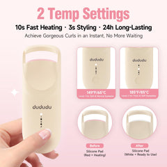 DUDUDU heated eyelash curler temperature indicator signals ready heat for consistent results