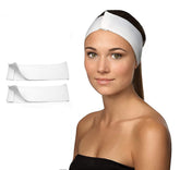 Dukal stretch spa headbands for women — white, pack of 48, keeps hair away during facials.