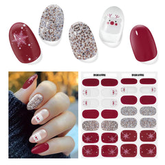 DUKASOU gel nail strips with Christmas snowflake design for festive at-home manicures.