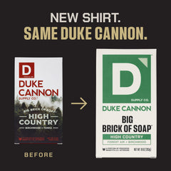 Duke Cannon High Country brick close-up highlighting heavy-duty soap texture.