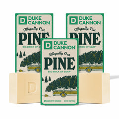 Duke Cannon Big Brick soap bar with pine scent for a refreshing start.