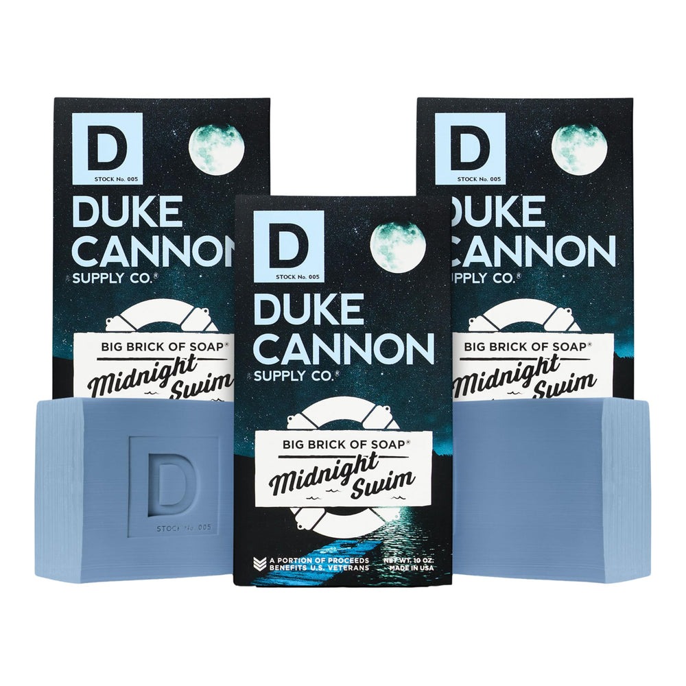 Duke Cannon Big Brick of Soap Midnight Swim pack for men, three large bars for extended freshness