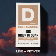Buck Moon packaging label on a premium American-made grooming product.
