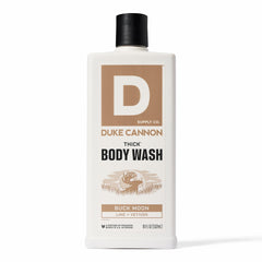 Duke Cannon Buck Moon body wash bottle with rugged, masculine design for daily grooming