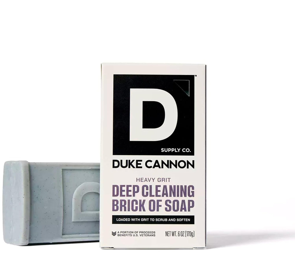 Duke Cannon Heavy Grit soap bar with mandarin and mint scent for a refreshing cleanse.