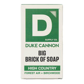 Duke Cannon High Country big brick bar soap with forest air lather for a fresh-clean feel.