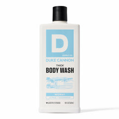Duke Cannon Midway bottle pour showing thick formula for daily showers