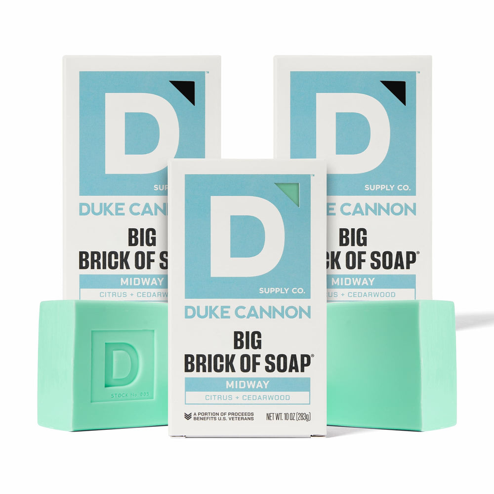Duke Cannon Midway large bar soap 3-pack for rugged cleansing and long-lasting lather.
