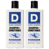 Duke Cannon Naval Diplomacy 2-in-1 bottle for daily cleansing and conditioning