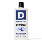 Duke Cannon Naval Diplomacy body wash bottle with thick formula for daily cleansing and invigorating scent