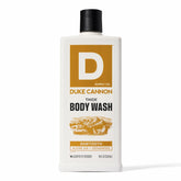 Duke Cannon Sawtooth Body Wash bottle front with rugged branding for a bold shower