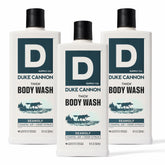 Duke Cannon Seawolf bottle front shows rugged packaging for daily showers.