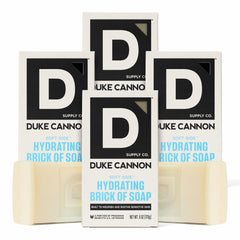 Duke Cannon Soft Side Hydrating Brick closeup showing moisture-rich formula for dry skin