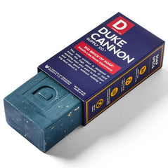 Duke Cannon soap texture with steel-cut grains for thorough cleansing