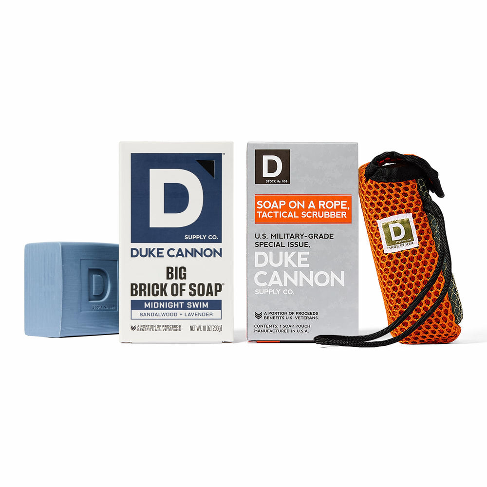 Duke Cannon Tactical Scrubber with dual mesh for versatile cleansing