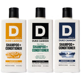 Duke Cannon Tea Tree 2-in-1 hair wash bottle with refreshing masculine scent.