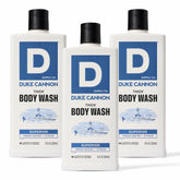 Duke Cannon Thick Body Wash bottle front shows premium design for daily refresh.
