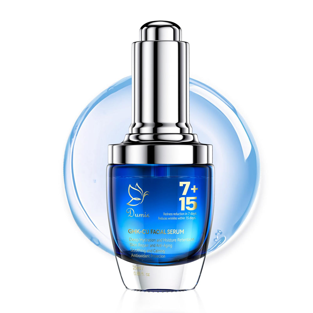 Dumie Copper Peptide Serum bottle close-up showing hydration and anti aging potential