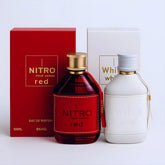 Dumont Nitro Red bottle with leather-wrapped glass and premium cap for a bold premium feel.