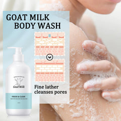 DuoZeng Goat Milk Body Wash rich foam close-up shows cleansing lather.