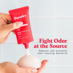 Duradry rich lather demonstrates deep cleansing and refreshing feel during wash.