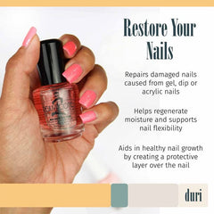 Base coat use on nails to protect and hydrate with Duri Rejuvacote 2.