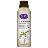 Duru coconut moisturizing spray lotion bottle for fast, non-greasy hydration.