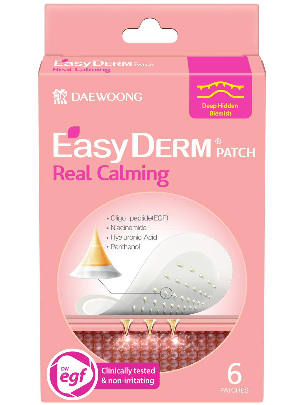 DWEasyDerm Real Calming Microdart Patches pack shot for quick, discrete blemish relief.