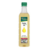 Dwaraka Castor Oil bottle pour for easy application on hair and skin.