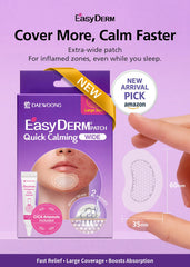 DWEasyDerm patch on skin shows large coverage for tough acne areas.