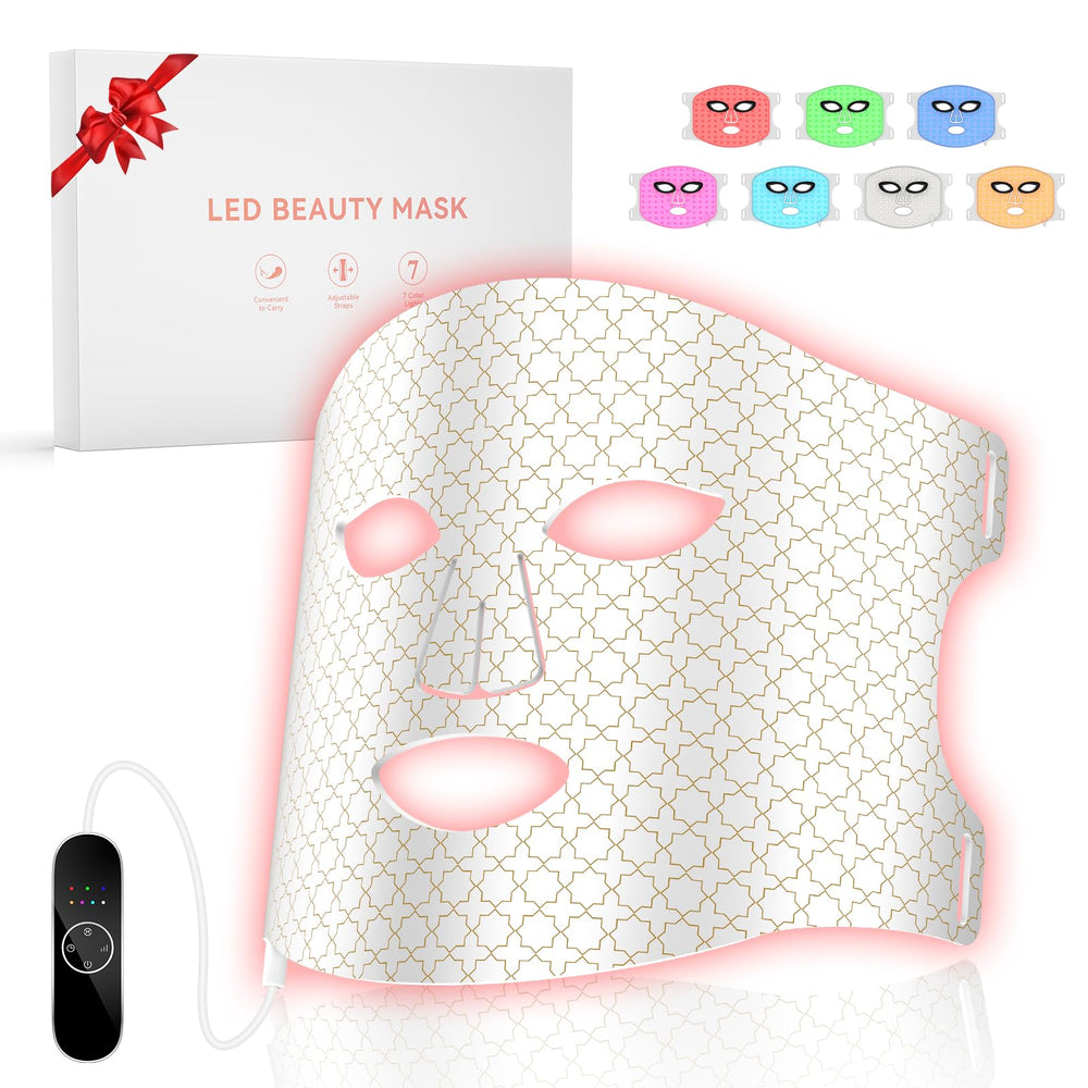 DZAVOK Red Light Therapy Mask front view with 400 LEDs for at-home skincare.
