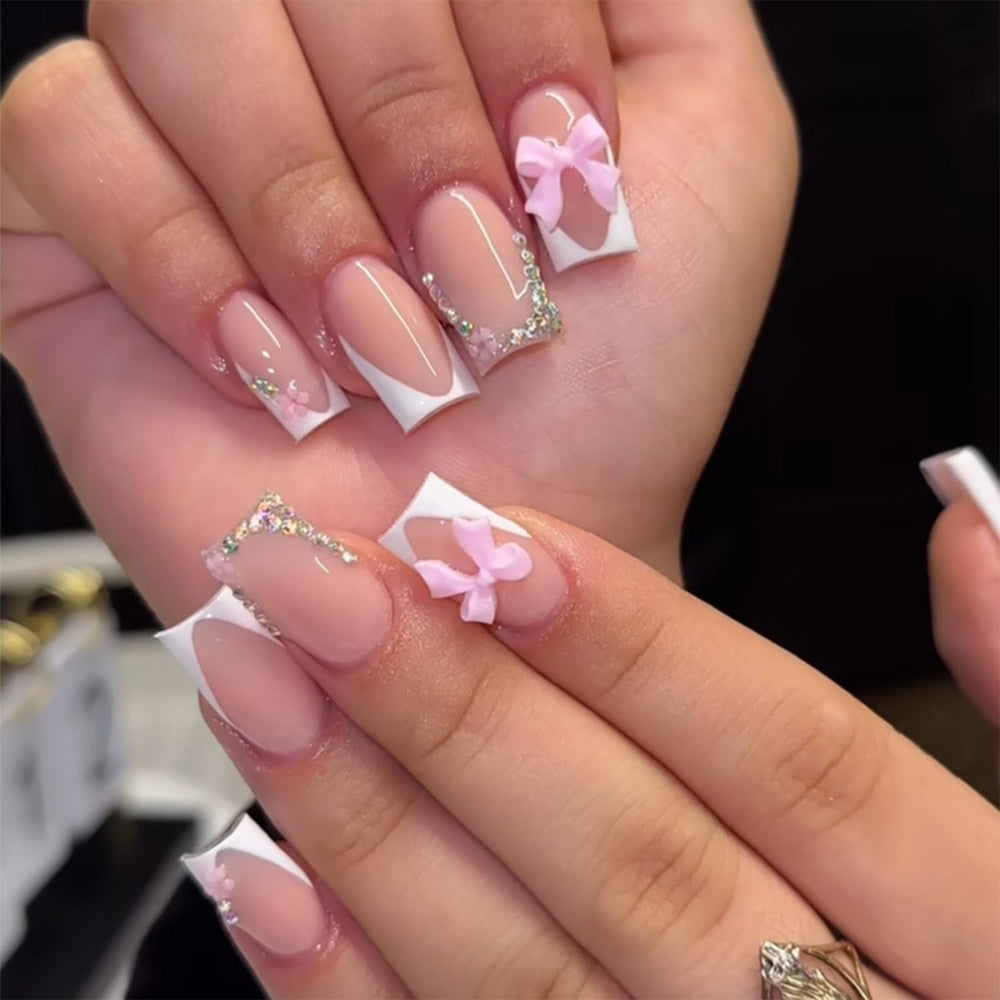 DZPGUONIZ 24-piece press-on nails pack shown for at-home salon-like results.