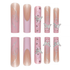 DZPGUONIZ floral butterfly design nails for feminine flair.