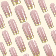DZPGUONIZ gilding line design nails add a touch of glamour to any look.
