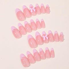 DZPGUONIZ medium almond nails closeup showing durable ABS resin quality