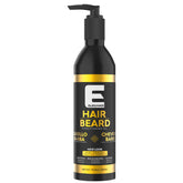 E Elegance hair and beard oil bottle closeup showing hydration