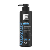 E Elegance bottle of transparent shaving gel shows clear visibility for precise shaving.