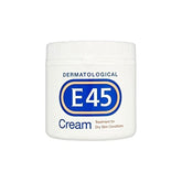E45 dermatological cream pack of 2 350 g tubes for ongoing dry skin care.