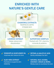 e70 ingredients chamomile and licorice show soothing, balanced skin benefits