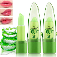 Eakroo Aloe Vera Lipstick color-changing on lips for a personalized shade.